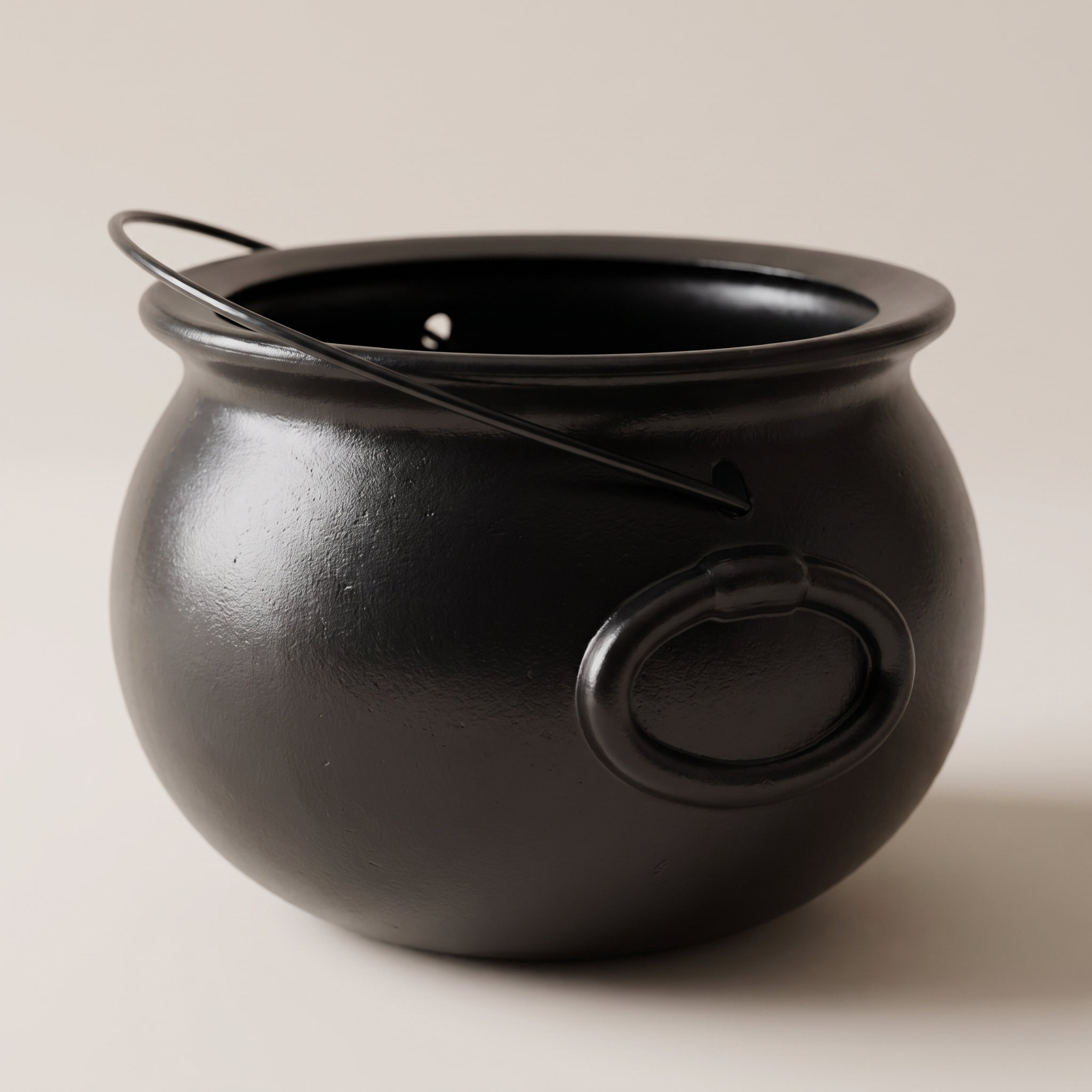 8 inch Black Witch Cauldron Bucket - Halloween Candy Bowl & Trick-or-Treat Pail