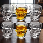 Skull Shot Glasses - Clear Crystal Halloween Party Barware