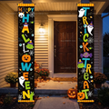 Happy Halloween Porch Banner - Pumpkin & Ghost Trick-or-Treat Wall Hanging