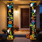 Happy Halloween Porch Banner - Pumpkin & Ghost Trick-or-Treat Wall Hanging