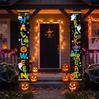 Happy Halloween Porch Banner - Pumpkin & Ghost Trick-or-Treat Wall Hanging