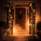 Happy Halloween Porch Banner - Pumpkin & Ghost Trick-or-Treat Wall Hanging