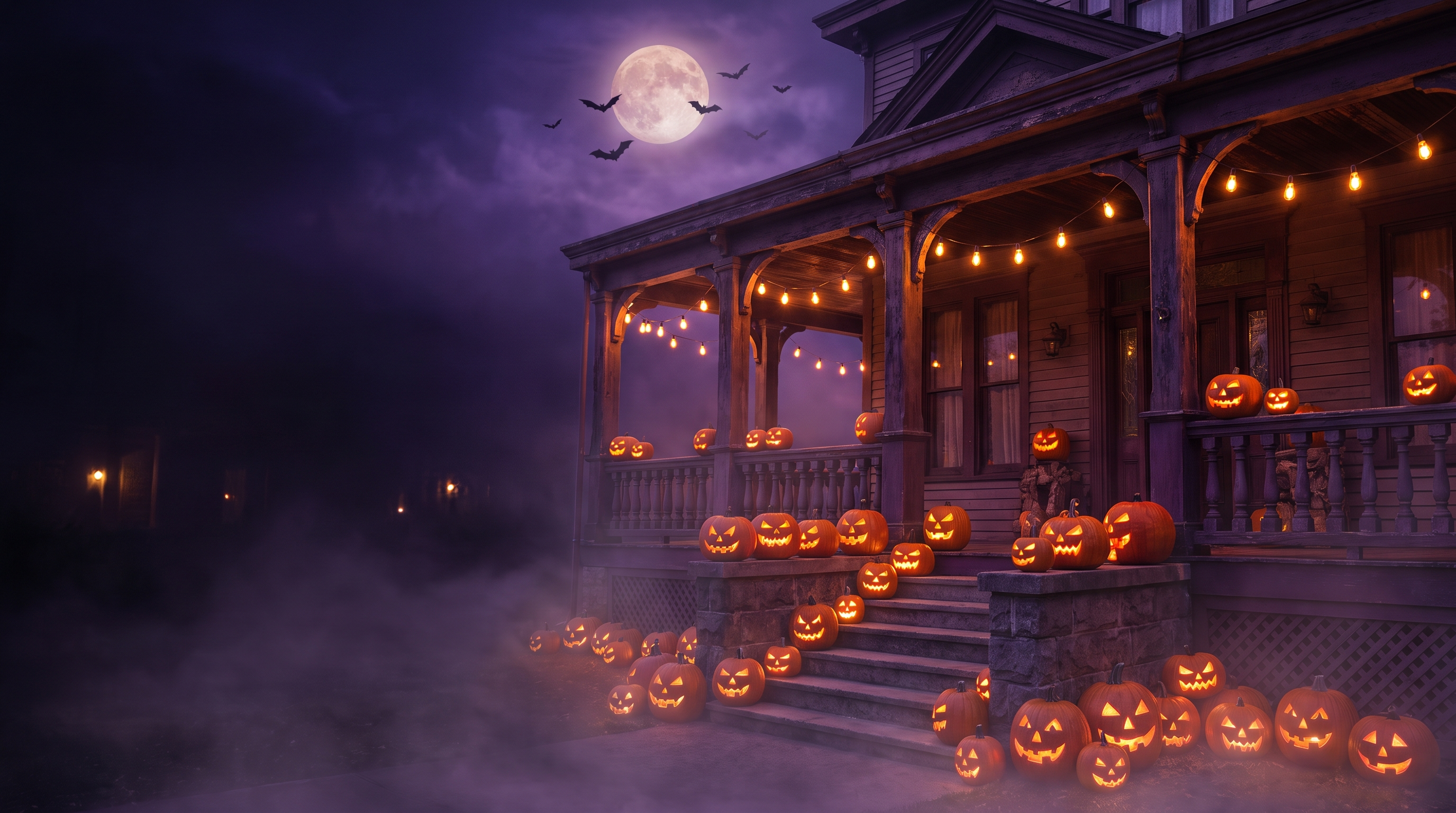 Halloween haunted porch hero banner