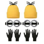 Yellow character costume kit, 6 pieces laid out