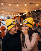 Two friends wearing the kit at a Halloween party