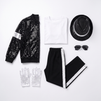 Pop star dance costume set laid out flat