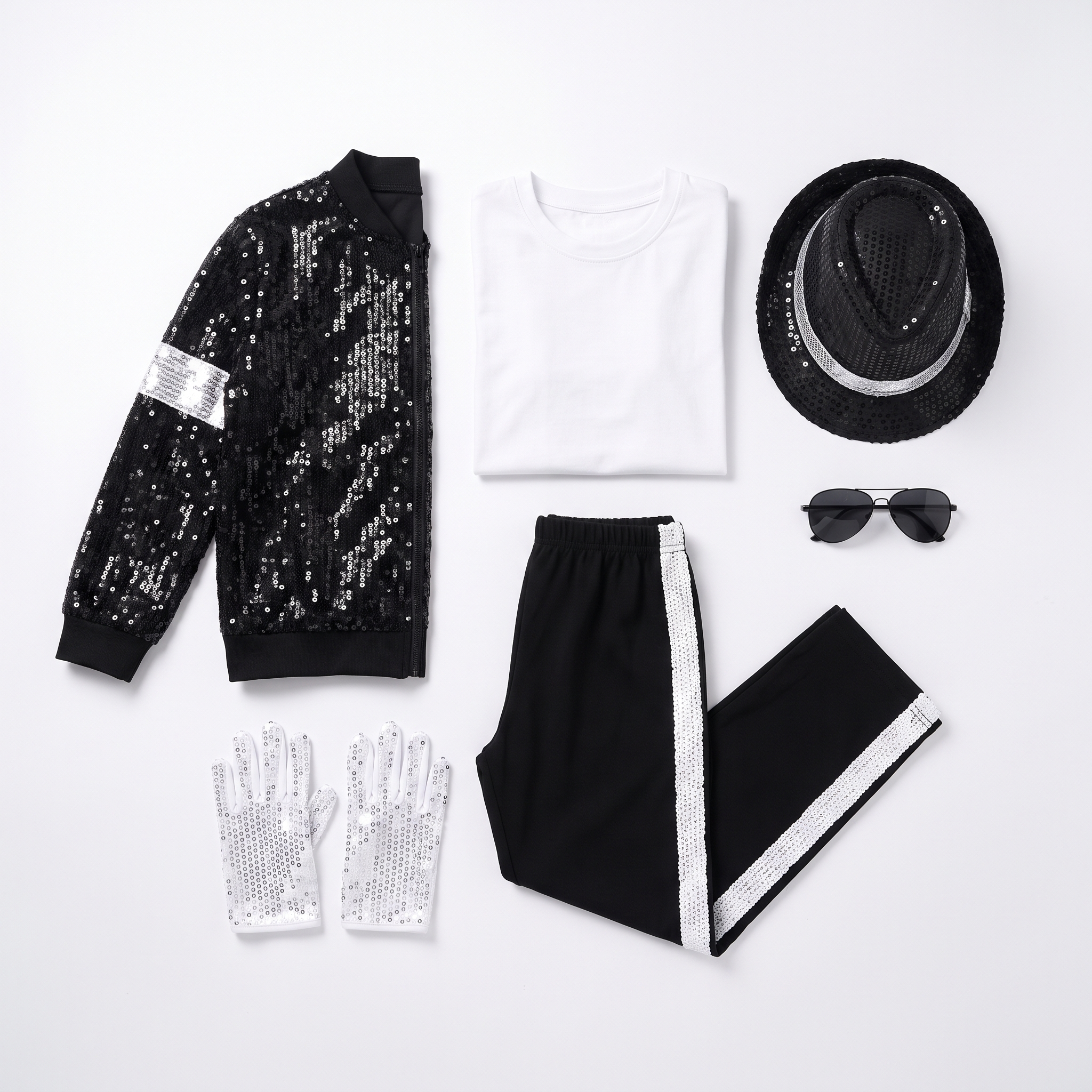 Pop star dance costume set laid out flat