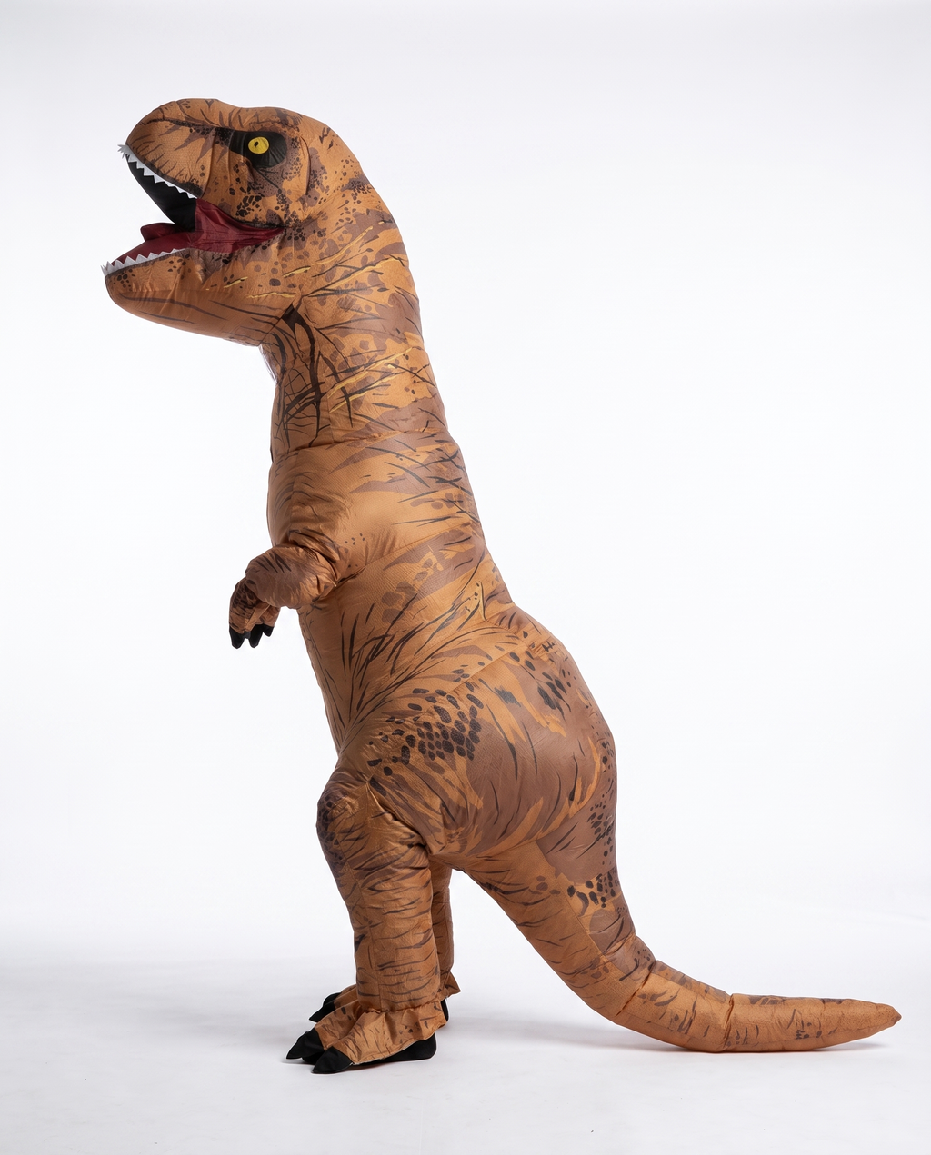 Inflatable T-Rex costume side profile with tail
