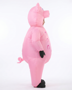 Inflatable pig costume side view with curly tail