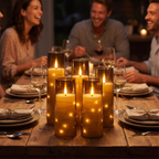 Candles as a dinner table centerpiece