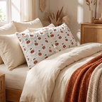 Pillows propped on a cozy bed