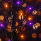 Close-up of orange and purple LED branches