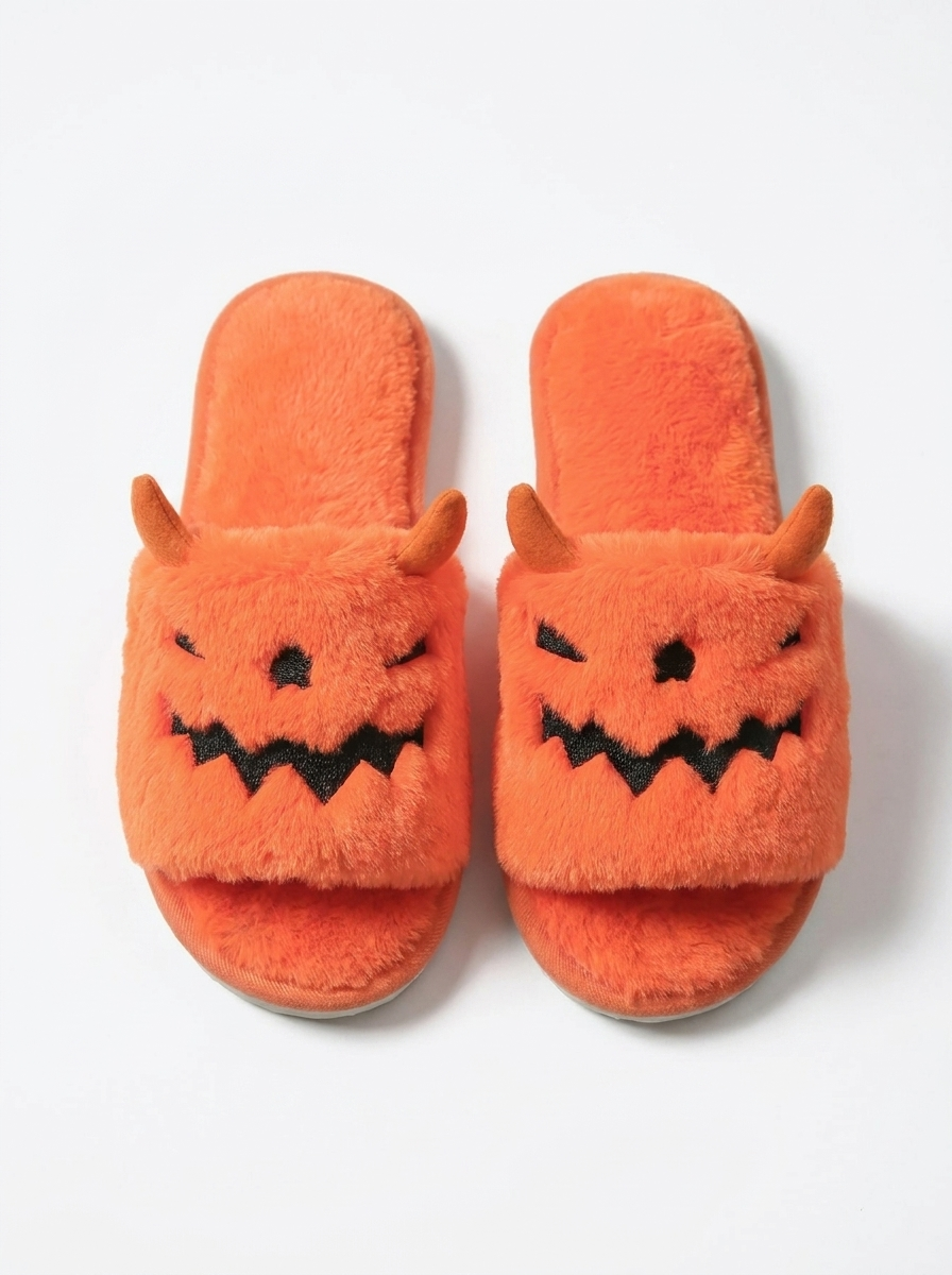 Pumpkin monster plush slippers white hero