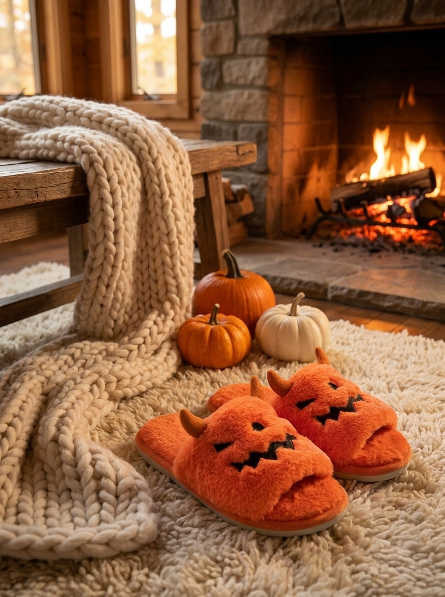 Slippers by the fireplace