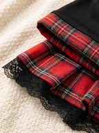 Lace and plaid fabric detail