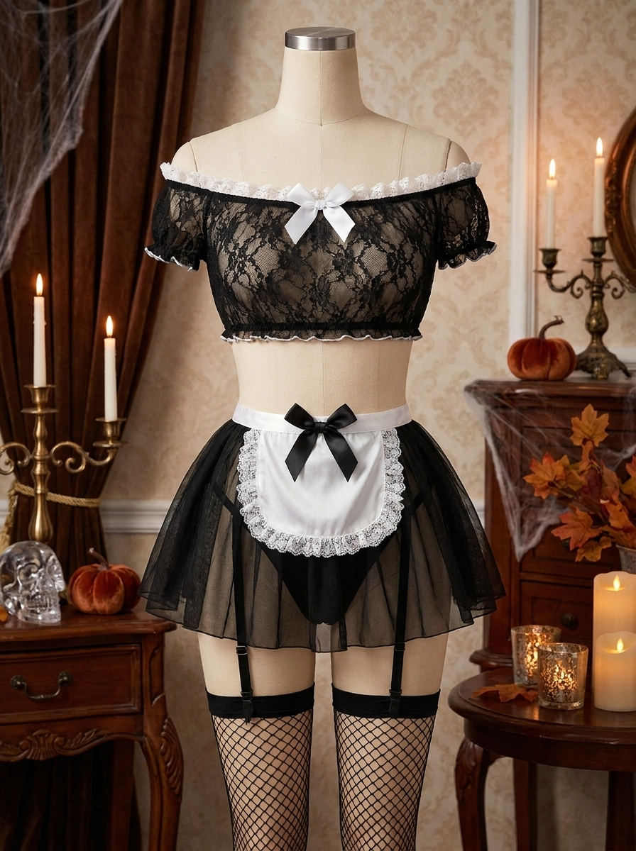 Maid costume on a dress form