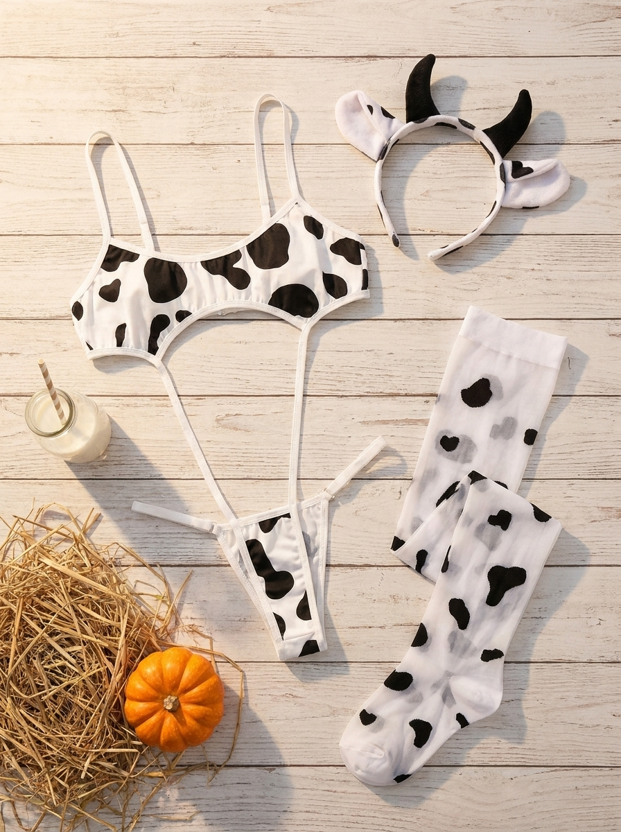 Cow cosplay set flat-lay