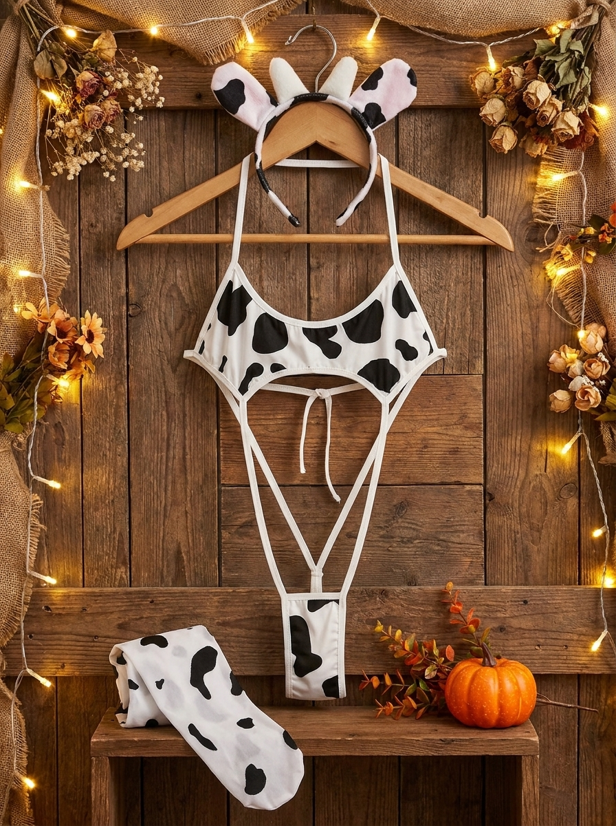 Cow cosplay set on a boutique hanger