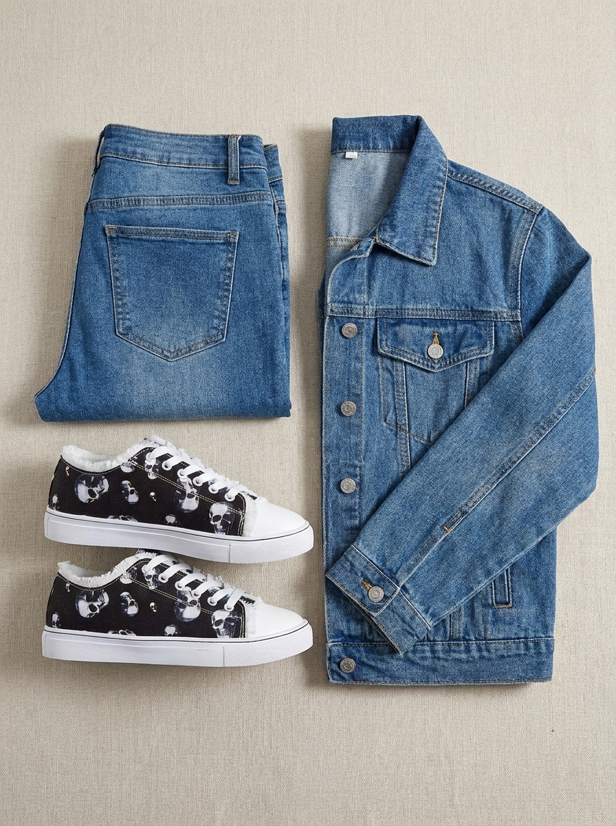Sneakers streetwear outfit flat-lay