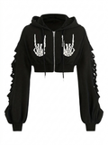 Skeleton hooded cardigan white hero