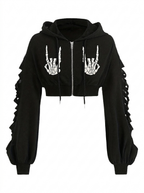 Skeleton hooded cardigan white hero