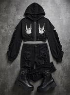 Cardigan gothic streetwear flat-lay