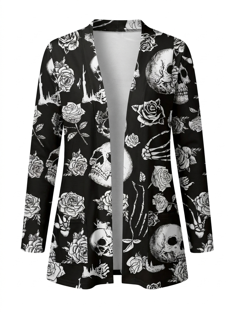 Skull print cardigan white hero