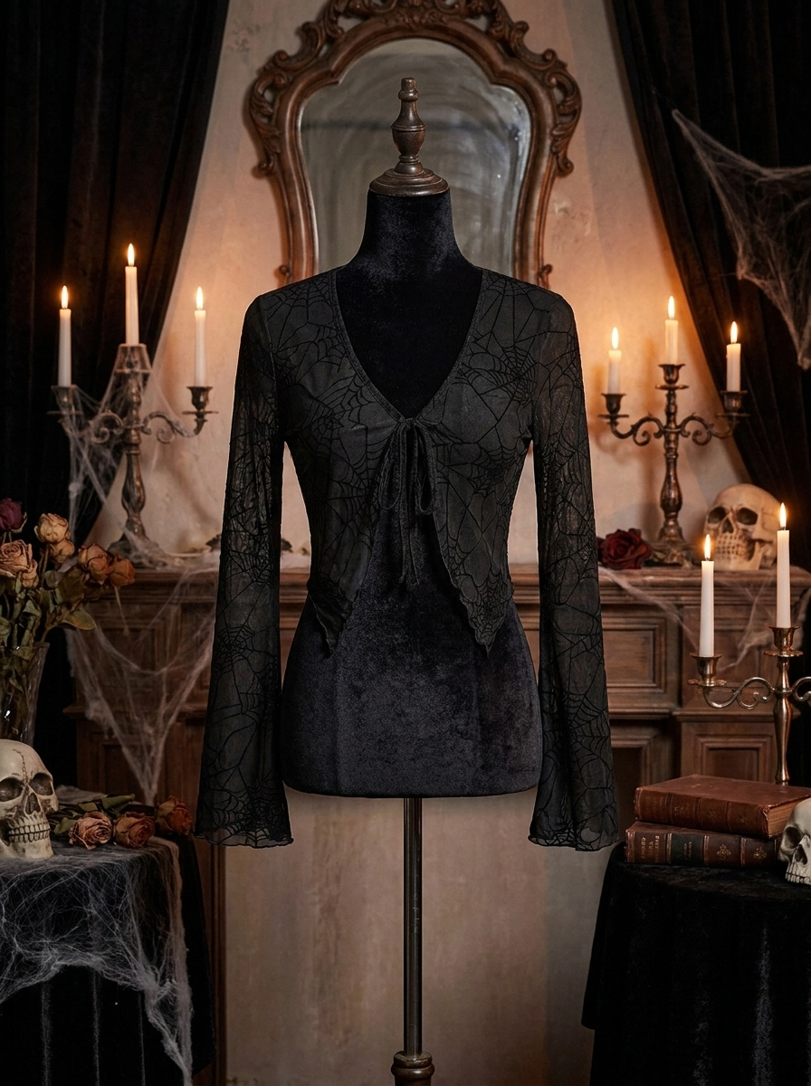 Spider-web top on a dress form