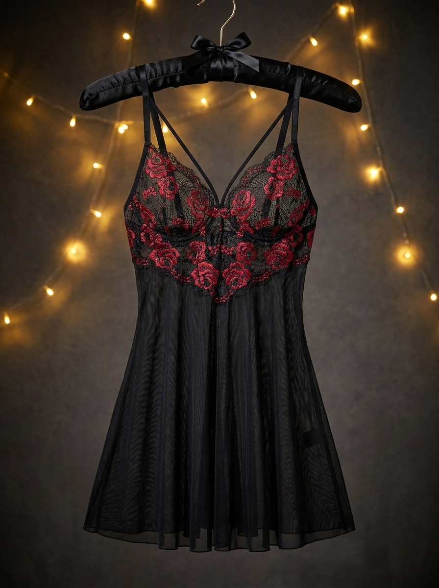 Nightgown on a satin hanger