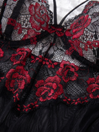 Rose lace embroidery detail