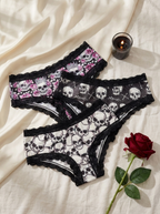 Goth panties fanned out flat-lay