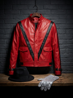Jacket styled with fedora and glove