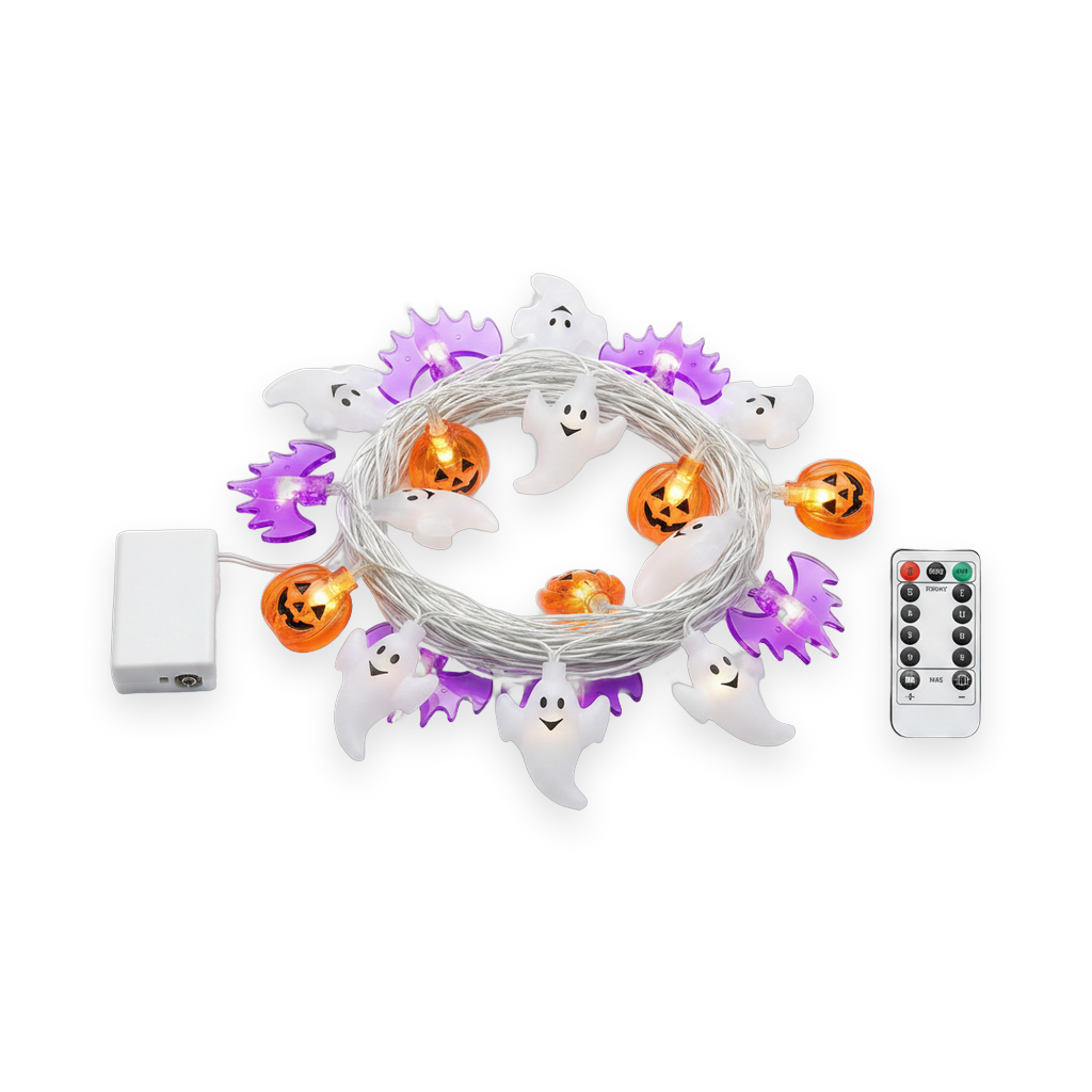 Halloween String Lights ghost and pumpkin - white background