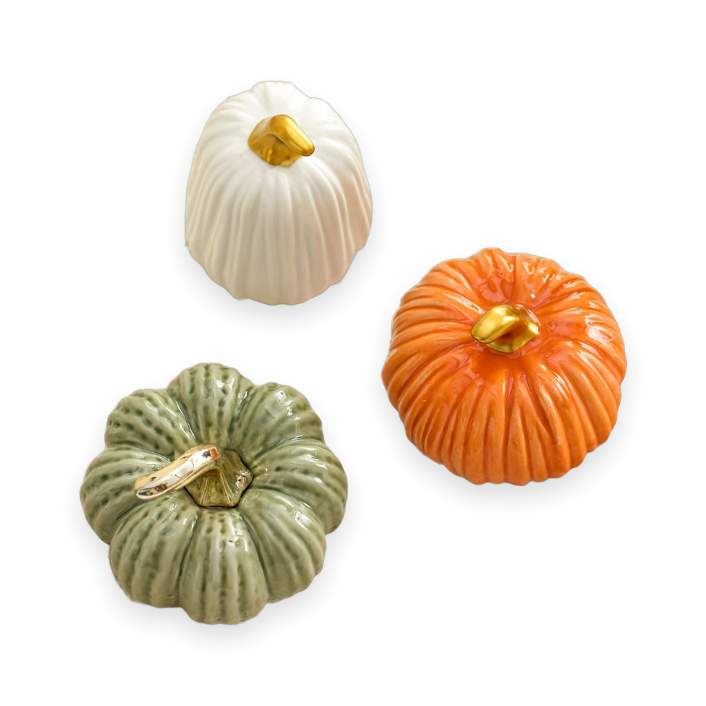 Ceramic Pumpkin Decoration set - white background