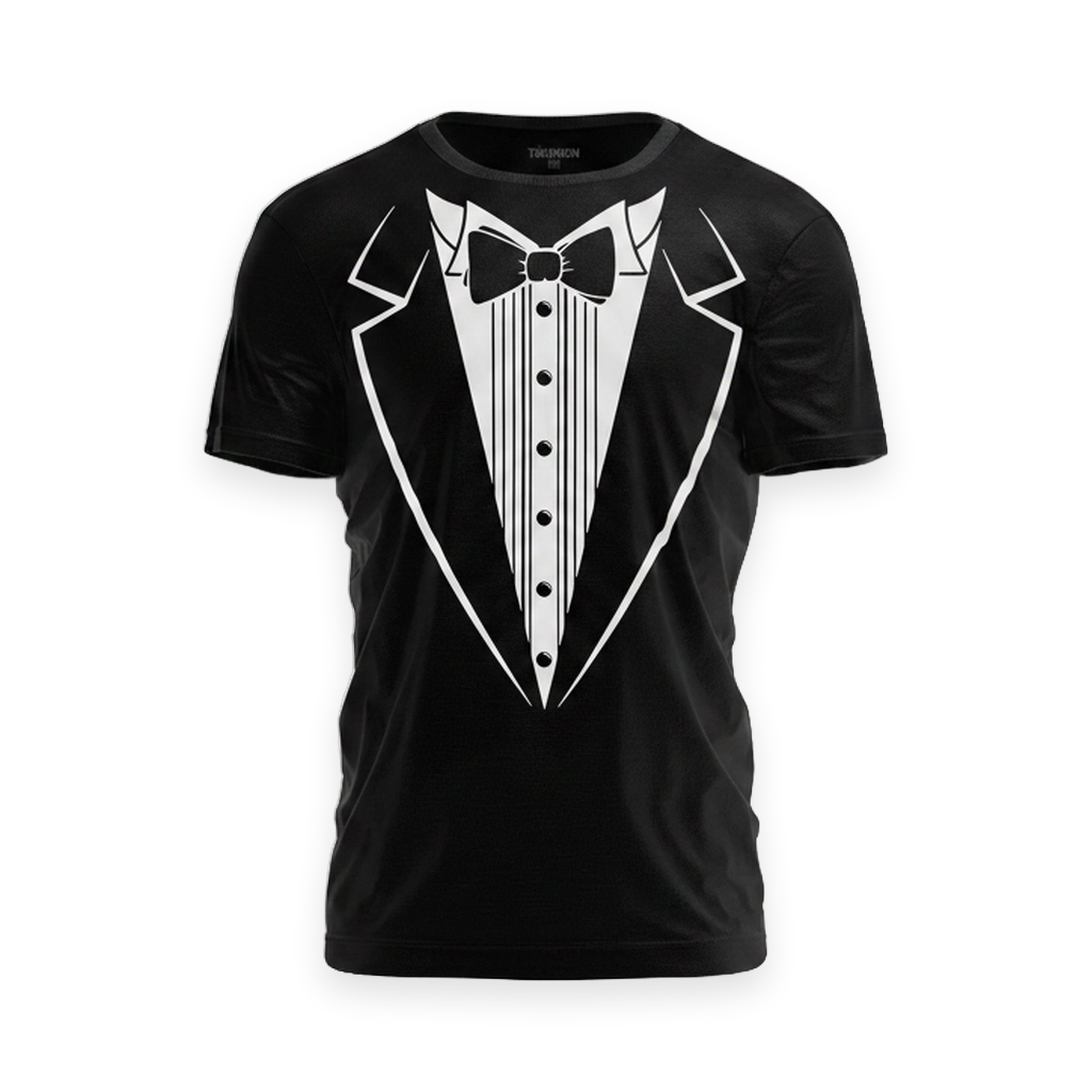 Tuxedo Print Party T-Shirt - white background