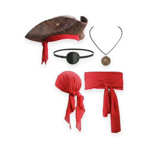 5-Piece Pirate Costume Accessories Set - white background