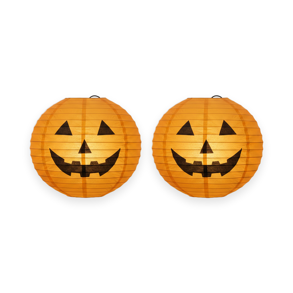Halloween Paper Pumpkin Lanterns 2 Pack - white background