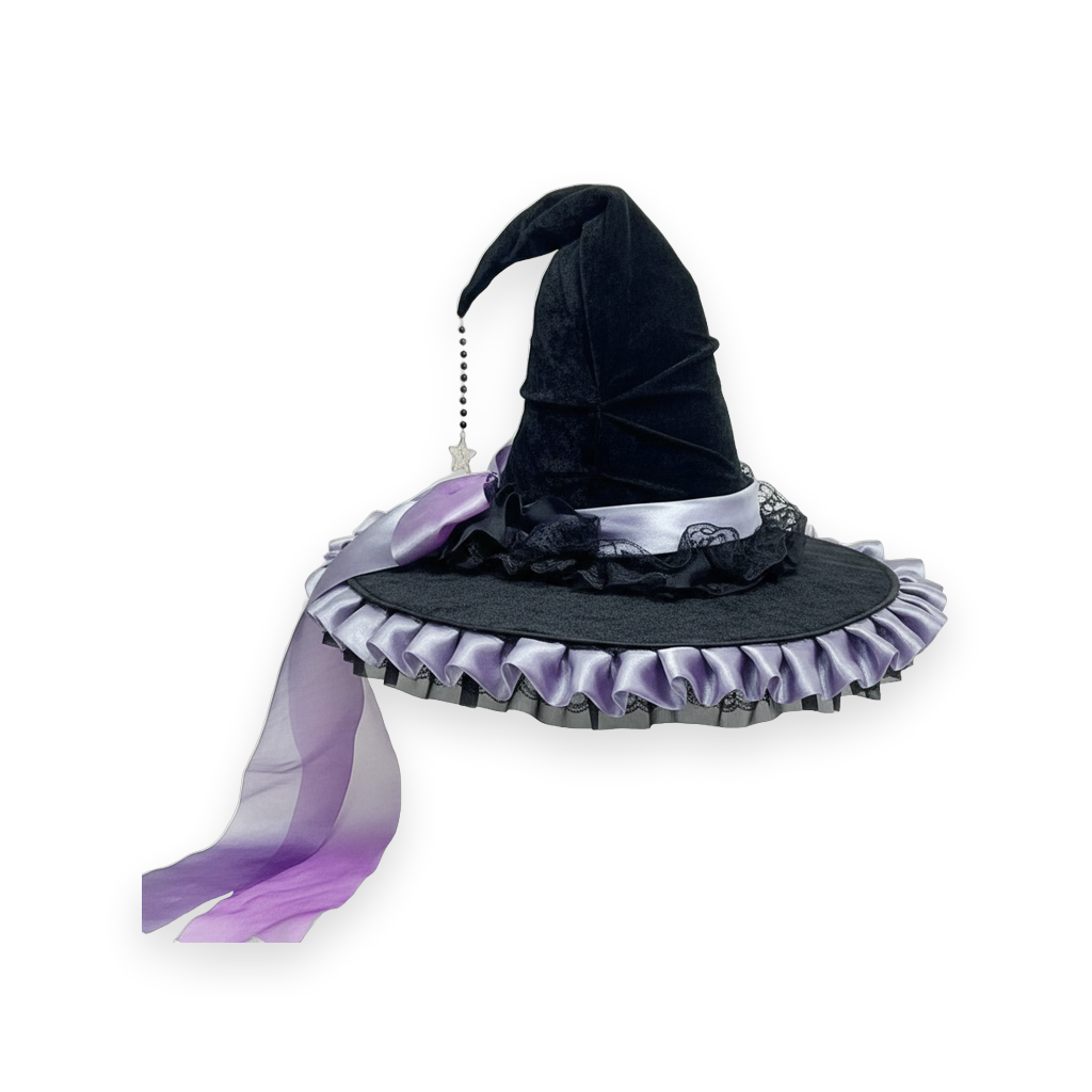 Crooked Ruched Witch Hat - white background