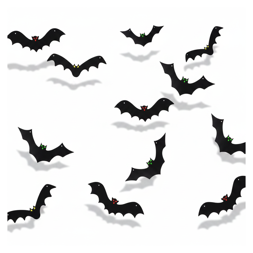 Halloween Hanging Bats 12 Pack - white background