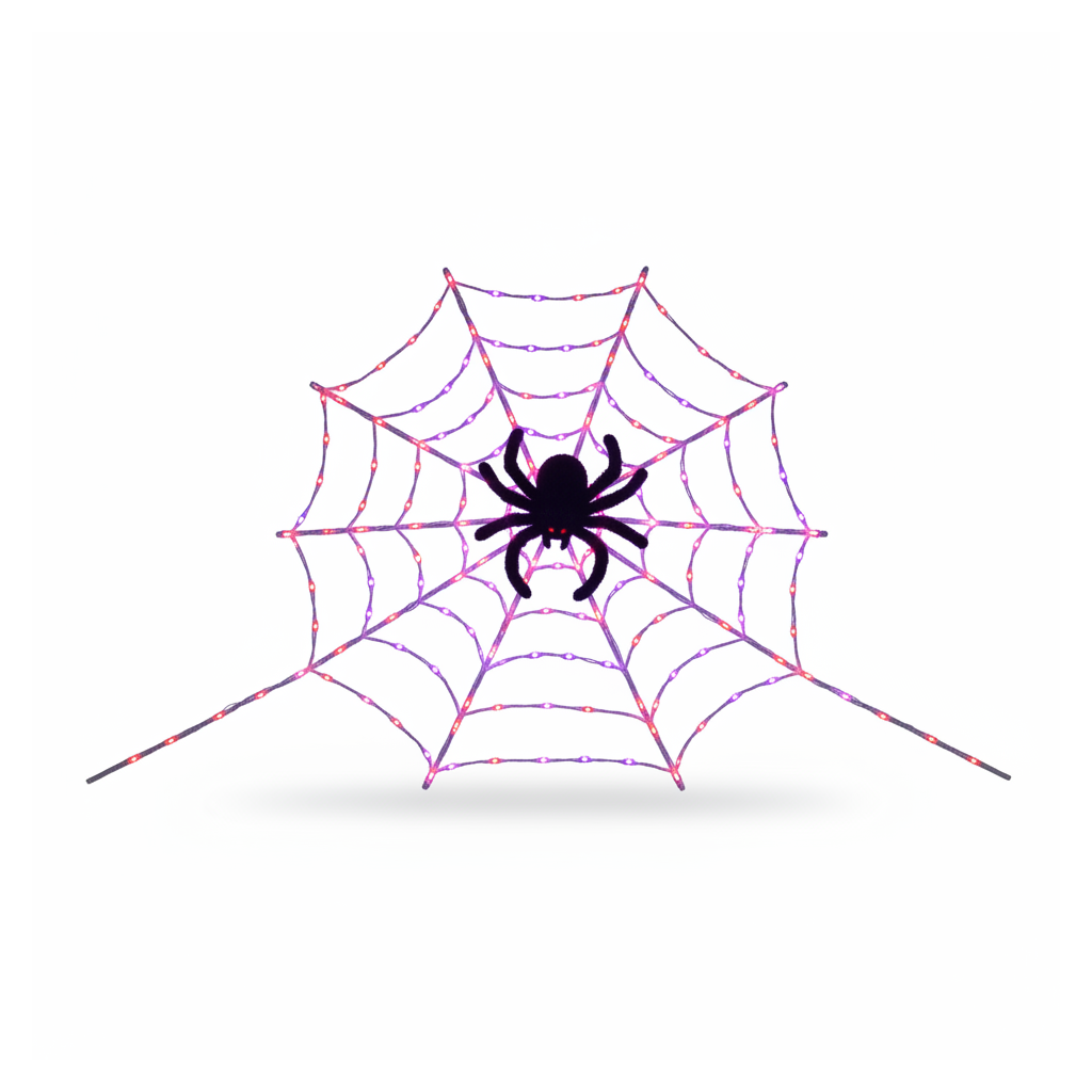 Giant Halloween Spider Web Lights 23ft - white background