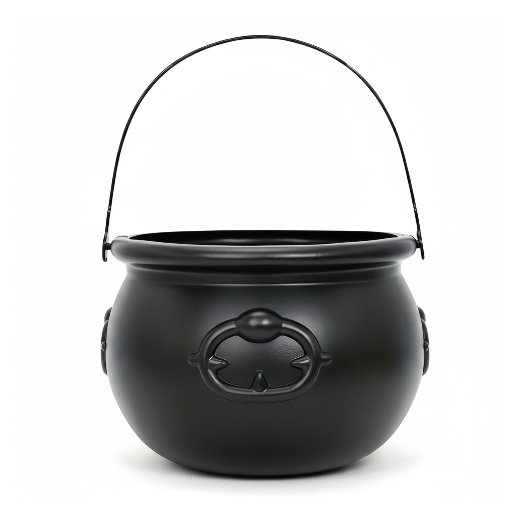 Plastic Witch Cauldron 19cm - white background