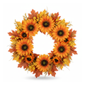 Autumn Sunflower Wreath - white background
