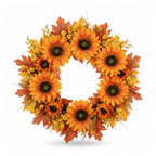 Autumn Sunflower Wreath - white background