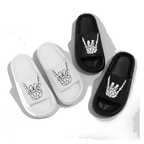 Skull Hand Slide Sandals - white background