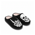 Skeleton Skull Plush Slippers - white background