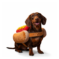 Dog hot dog costume on white