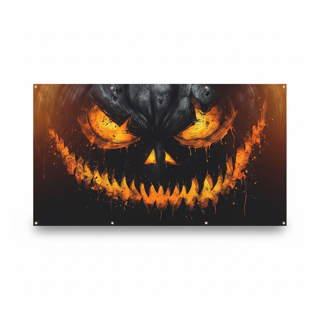 Halloween garage door banner on white