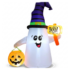 Inflatable wizard ghost yard decoration on white