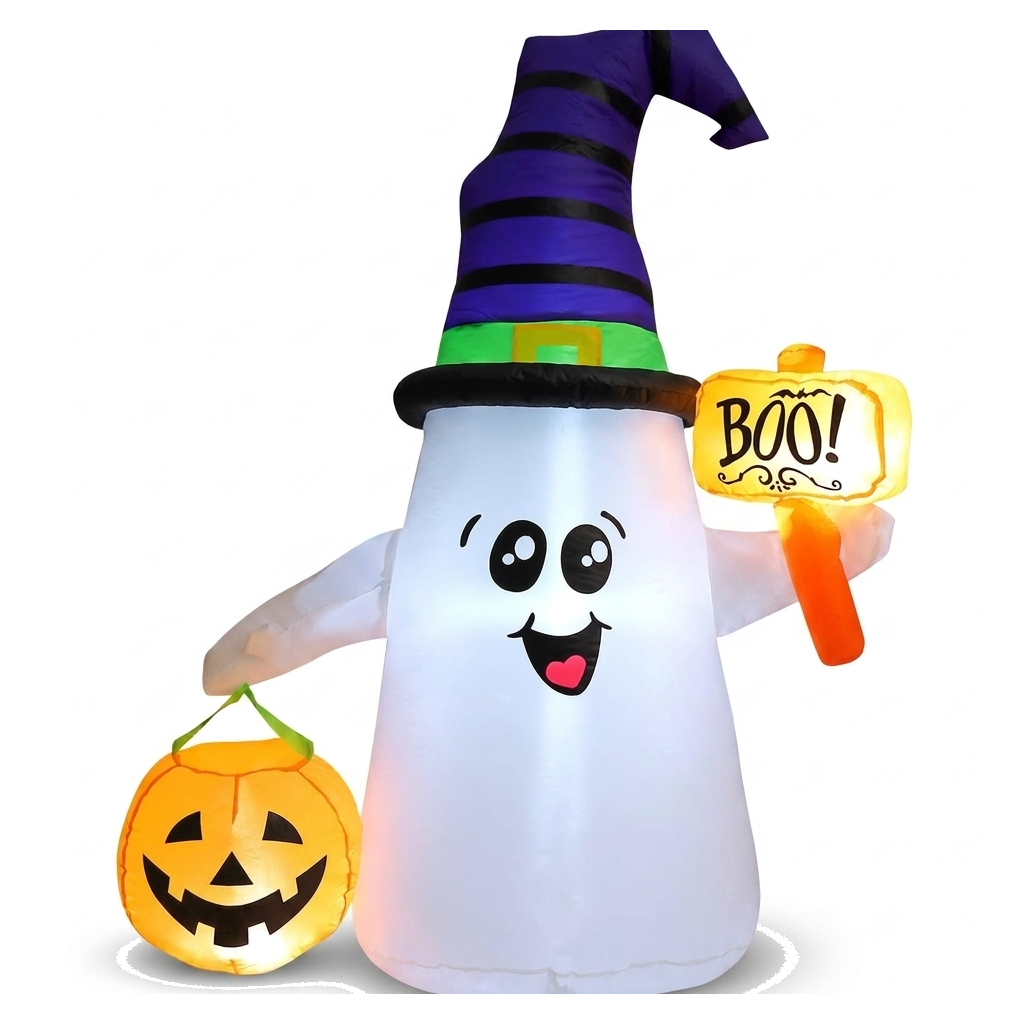 Inflatable wizard ghost yard decoration on white